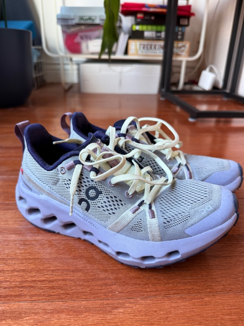 On Running Cloudsurfer Trail Sneakers Athletic Shoes in Light Gray and Lavender